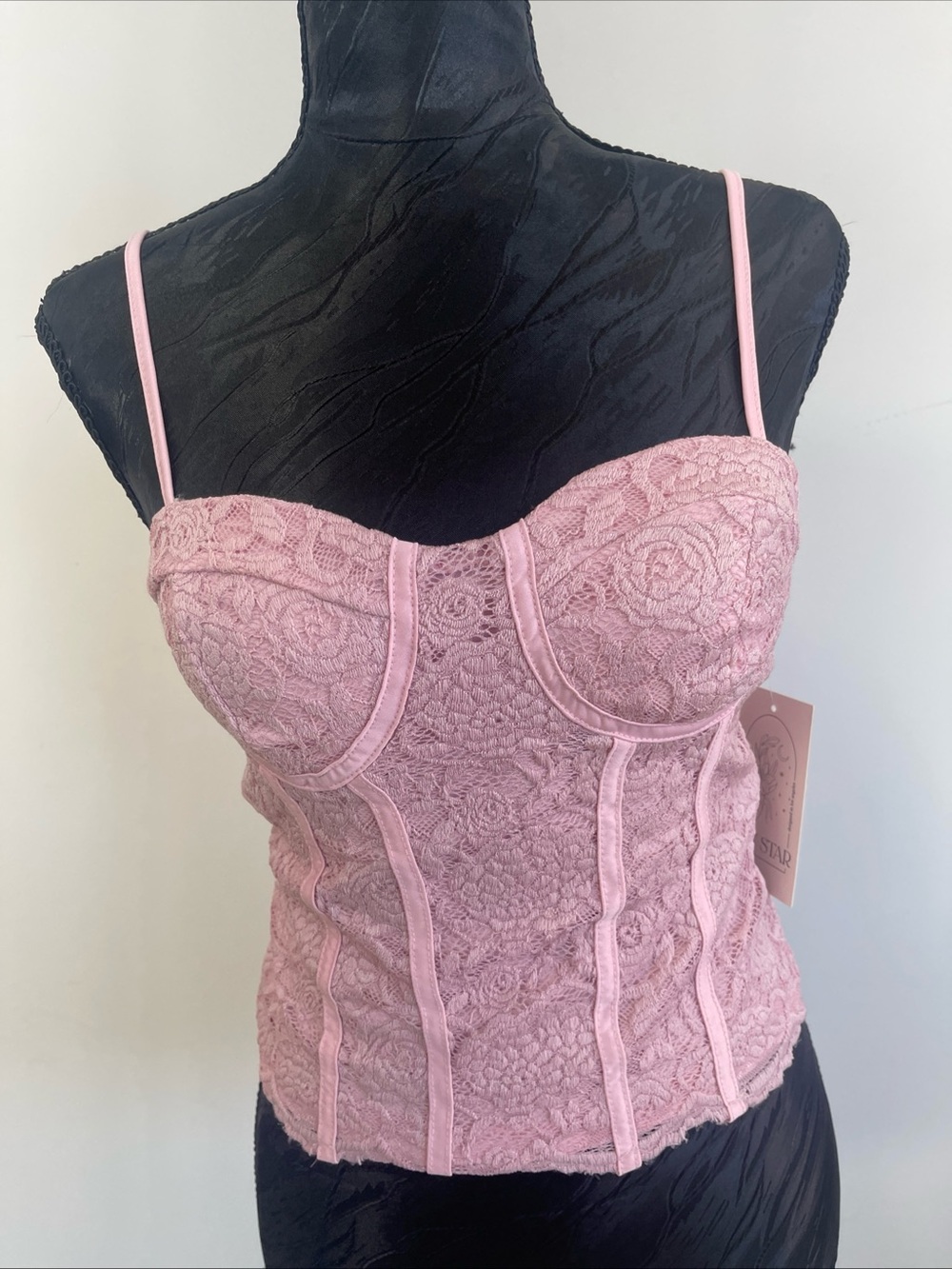 Lily Star Pink Lace Bustier Corset Top